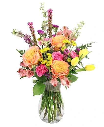 Vibrant kaleidoscope vase arrangement