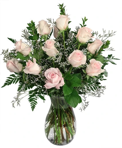 Soft Pink Dozen Rose Arrangement – Charleston Florist